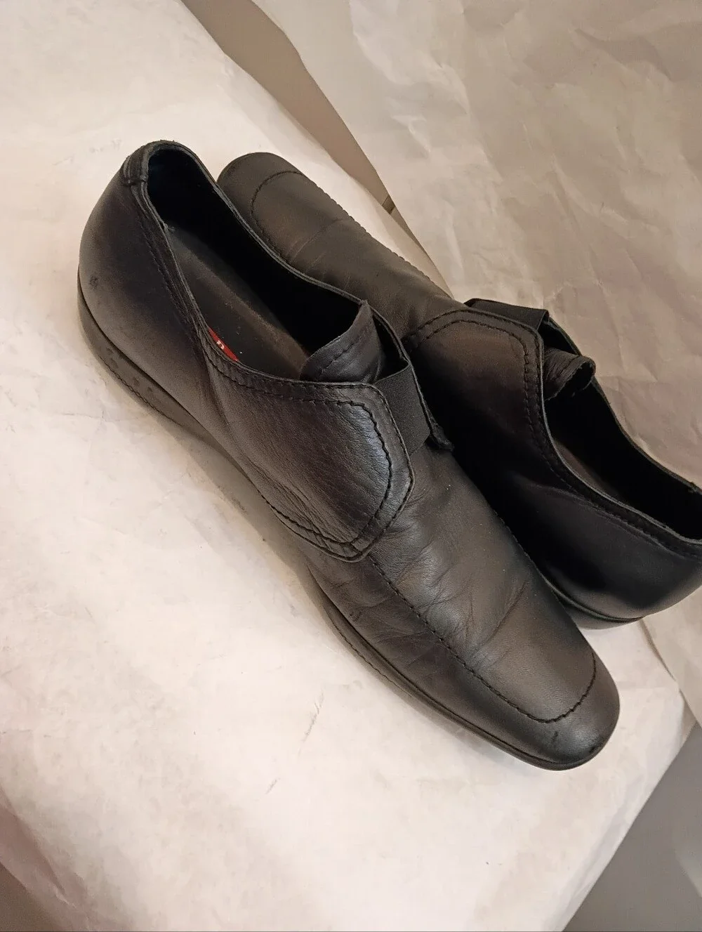 MENS PRADA LOAFER Leather Black Luxury Shoes UK 11.5 Us 12